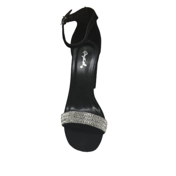 Qupid Elsi-10 Black Classic and Chic Toe Band High Heel with Ankle Strap Sandal - Picture 4 of 5